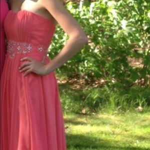 Strapless Salmon Prom Dress